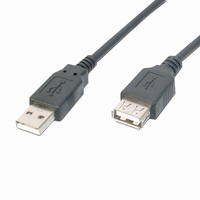 CABLE USB 2.0 A-A M-F BLACK 1.8M
