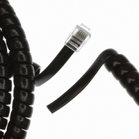 CORD COIL SGL END 6-6 BLACK 10'