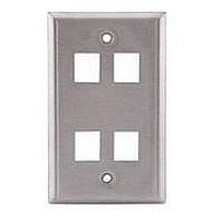 WALL PLATE, STAINLESS STEEL, 4 MODULE