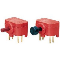 Pushbutton Switch,RIGHT ANGLE,SPDT,OFF-(ON),PC TAIL Terminal,PCB Hole Count:4